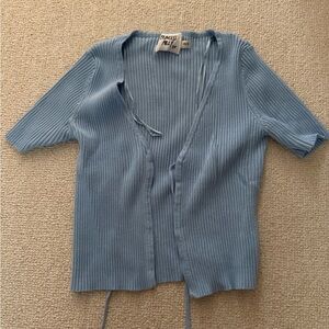 Princess Polly Light Blue Ribbed Blouse